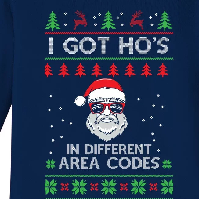 I Got Ho's In Different Area Codes Funny Holiday Christmas Gift Baby Long Sleeve Bodysuit