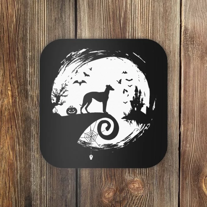 Italian Greyhound Halloween Costume Moon Silhouette Coaster