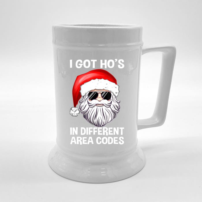 I Got Ho's In Different Area Codes Funny Christmas Santa Front & Back Beer Stein