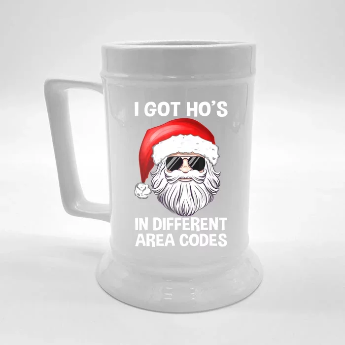 I Got Ho's In Different Area Codes Funny Christmas Santa Front & Back Beer Stein