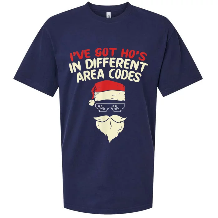 I Got Hos In Different Area Codes Christmas Thug Santa Sueded Cloud Jersey T-Shirt