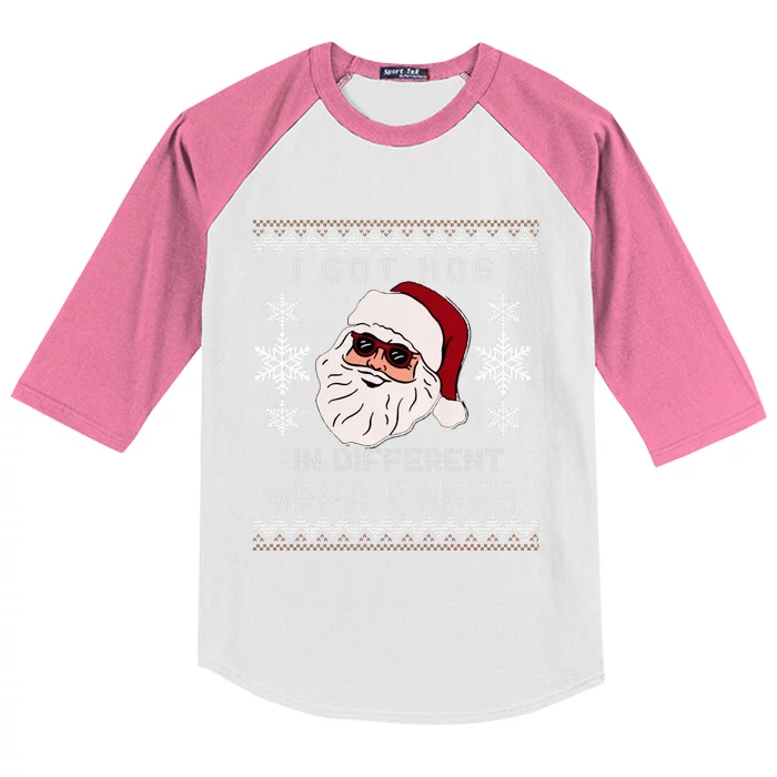 I Got Hos In Different Area Codes Funny Christmas Sweater Kids Colorblock Raglan Jersey