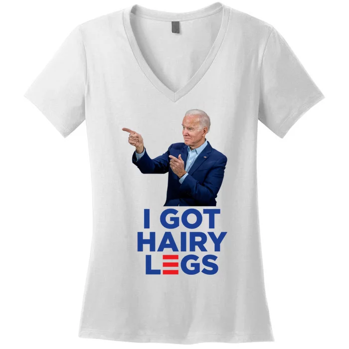 I Got Hairy Legs Funny Joe Biden Logo Parody Meme Women's V-Neck T-Shirt