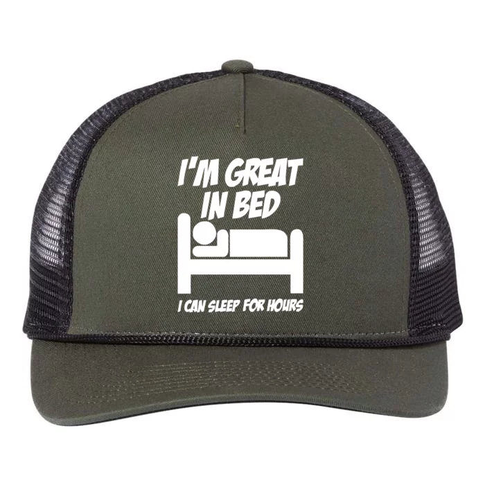 IM GREAT IN BED FUNNY Retro Rope Trucker Hat Cap