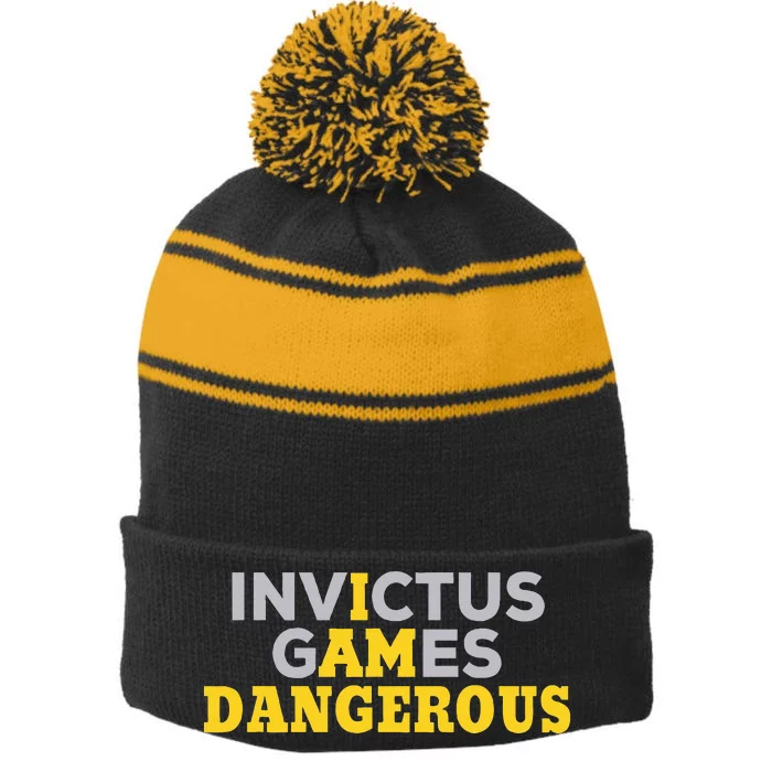 Invictus Games I Am Dangerous Video Games Stripe Pom Pom Beanie