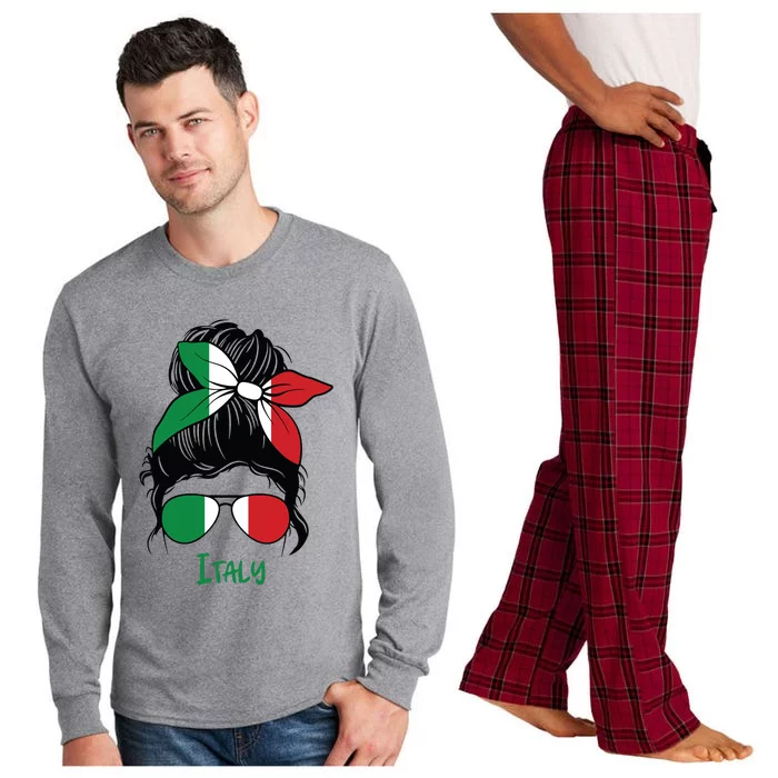 Italian Girl Italy Girl Italia Woman Flag Long Sleeve Pajama Set