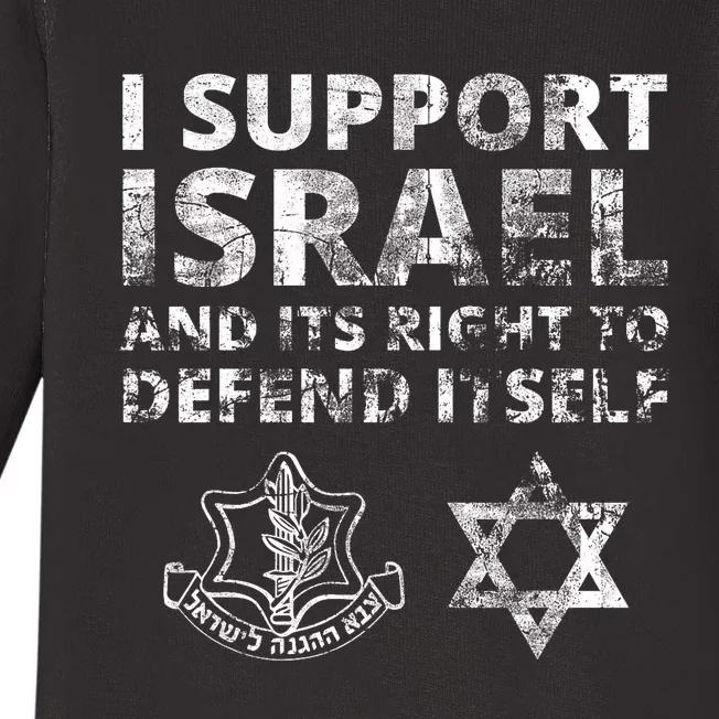 Idf Grunge I Support Israel And Its Right To Defend Itself Baby Long Sleeve Bodysuit