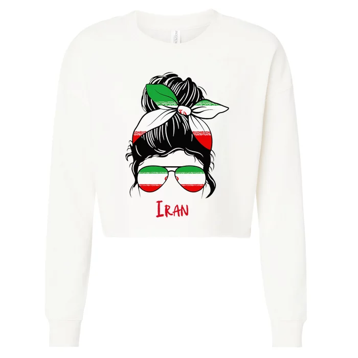 Iranian Girl Iran Girl Persian Woman Flag Cropped Pullover Crew