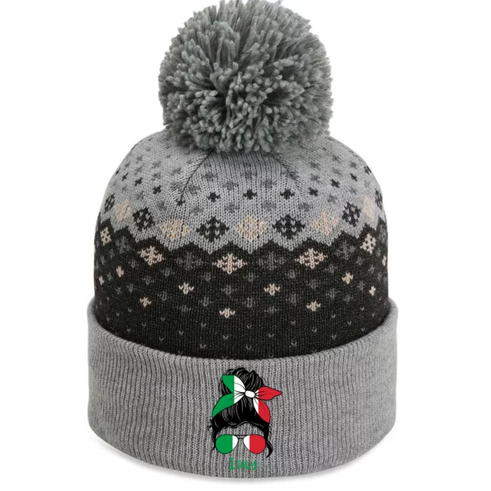 Italian Girl Italy Girl Italia Woman Flag The Baniff Cuffed Pom Beanie