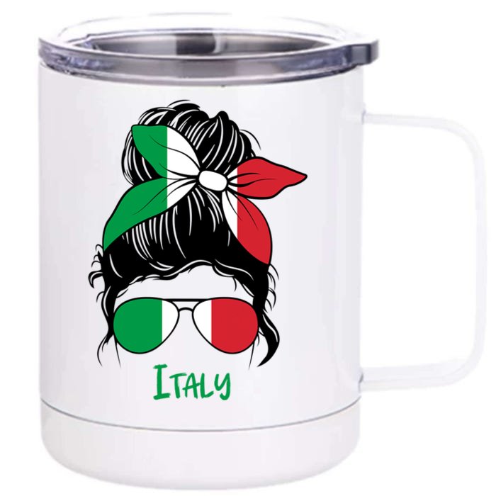 Italian Girl Italy Girl Italia Woman Flag Front & Back 12oz Stainless Steel Tumbler Cup