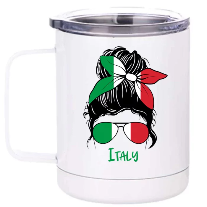 Italian Girl Italy Girl Italia Woman Flag Front & Back 12oz Stainless Steel Tumbler Cup