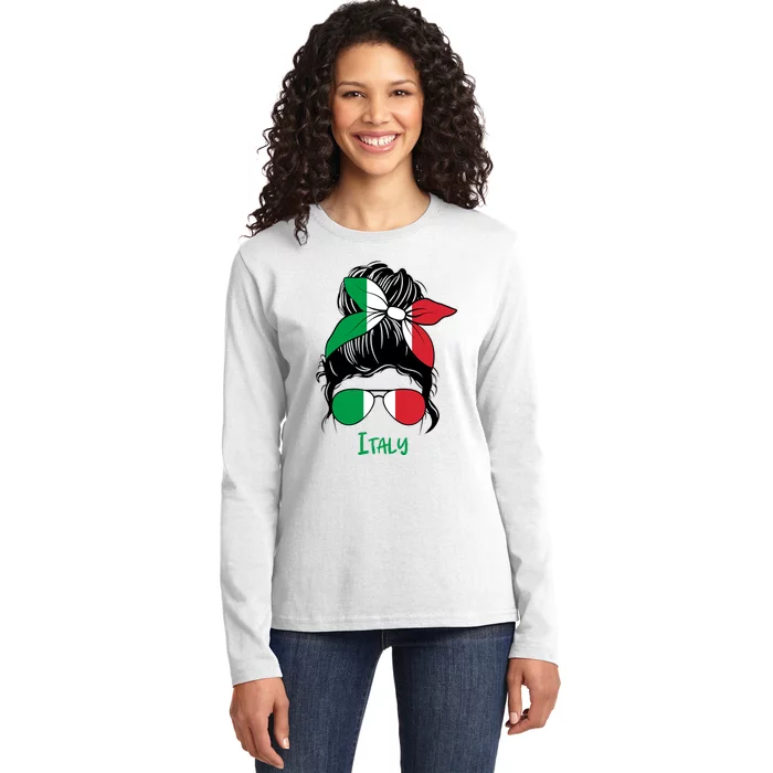 Italian Girl Italy Girl Italia Woman Flag Ladies Long Sleeve Shirt