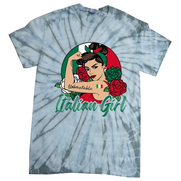 Italia Girl Italy Woman Italian Flag Tie-Dye T-Shirt