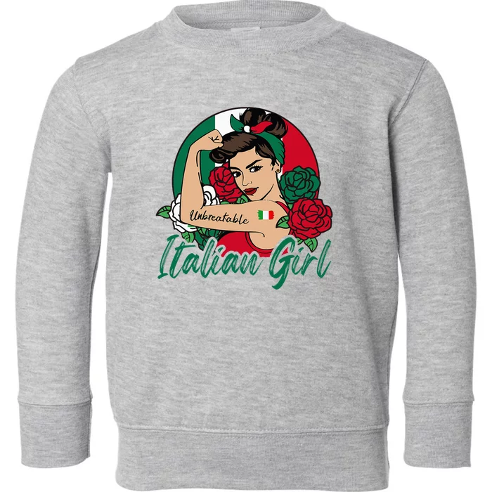 Italia Girl Italy Woman Italian Flag Toddler Sweatshirt