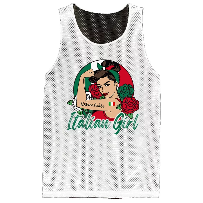 Italia Girl Italy Woman Italian Flag Mesh Reversible Basketball Jersey Tank