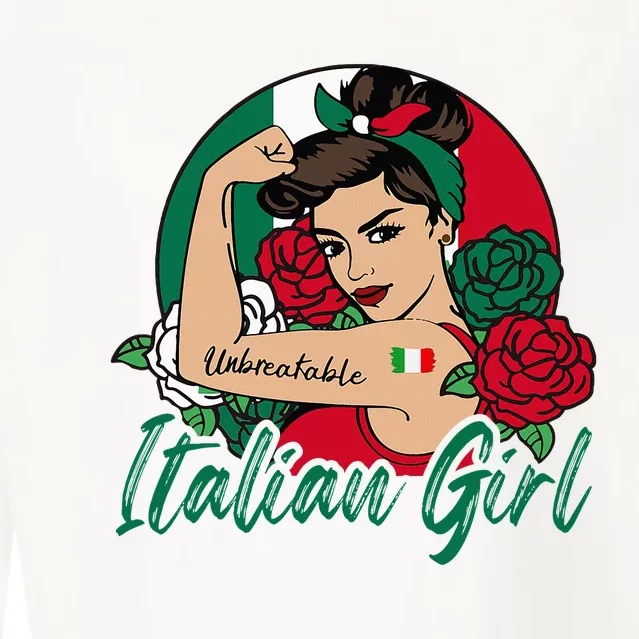 Italia Girl Italy Woman Italian Flag Cropped Pullover Crew