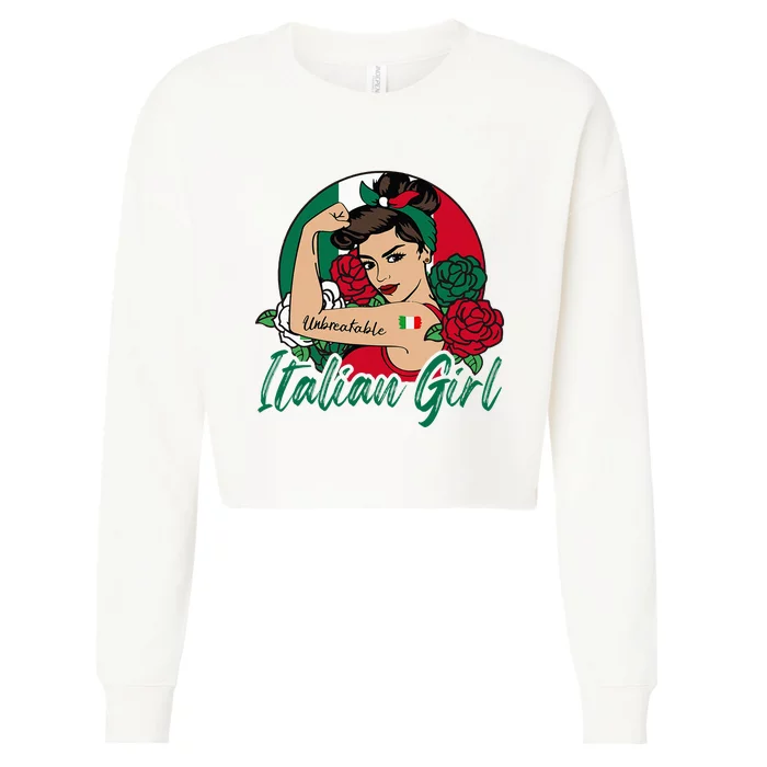 Italia Girl Italy Woman Italian Flag Cropped Pullover Crew