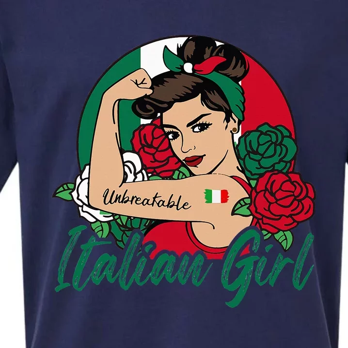 Italia Girl Italy Woman Italian Flag Sueded Cloud Jersey T-Shirt