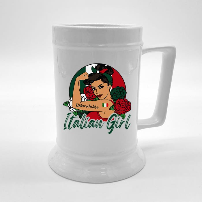 Italia Girl Italy Woman Italian Flag Front & Back Beer Stein