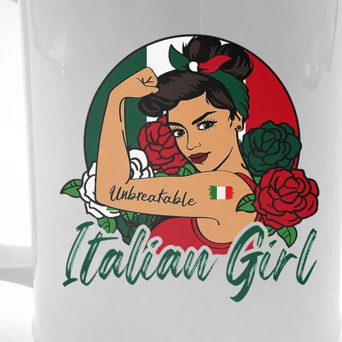 Italia Girl Italy Woman Italian Flag Front & Back Beer Stein