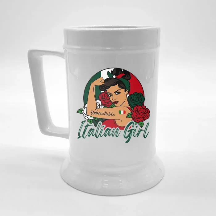 Italia Girl Italy Woman Italian Flag Front & Back Beer Stein