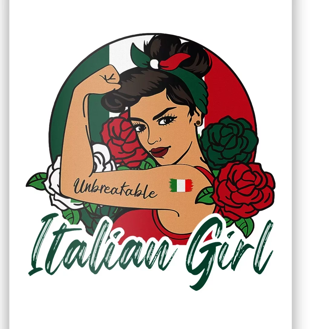 Italia Girl Italy Woman Italian Flag Poster