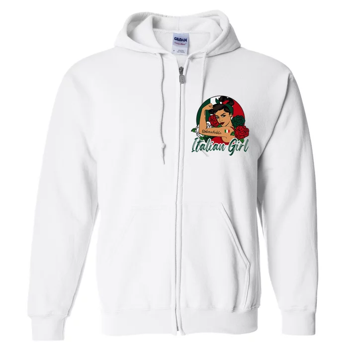 Italia Girl Italy Woman Italian Flag Full Zip Hoodie