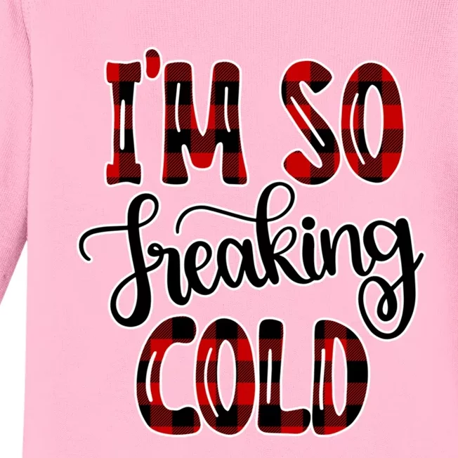 I'mfunny Giftogiftfreakinggiftcold I'm Literally Freezing Red Plaid Xmas Funny G Baby Long Sleeve Bodysuit