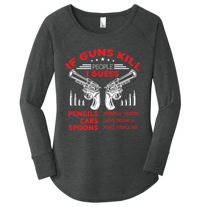 If Guns Kill People Crossed Pistols Women's Perfect Tri Tunic Long Sleeve Shirt