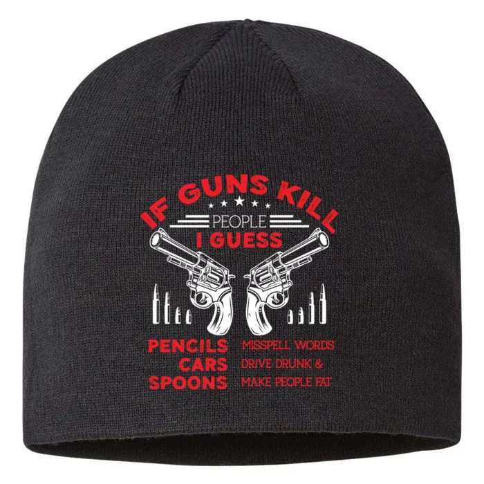 If Guns Kill People Crossed Pistols 8 1/2in Sustainable Knit Beanie