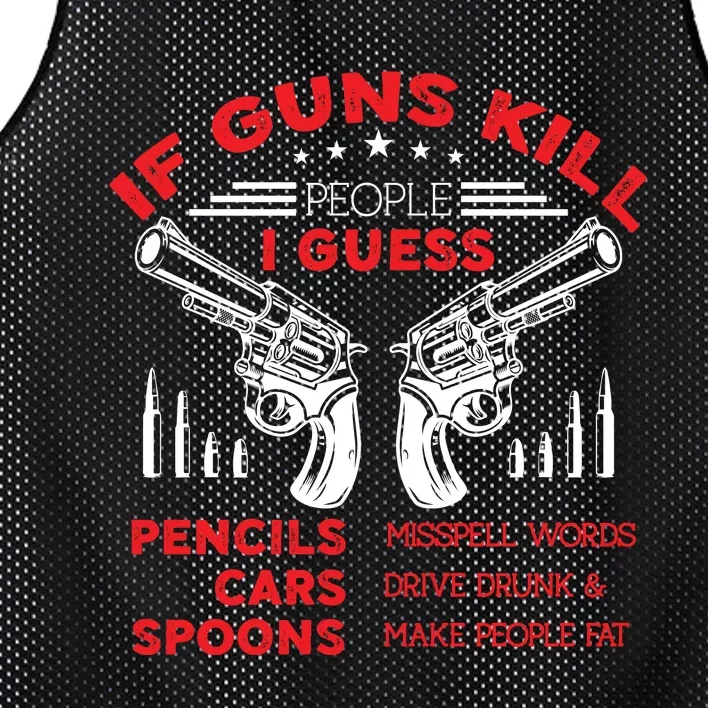 If Guns Kill People Crossed Pistols Mesh Reversible Basketball Jersey Tank