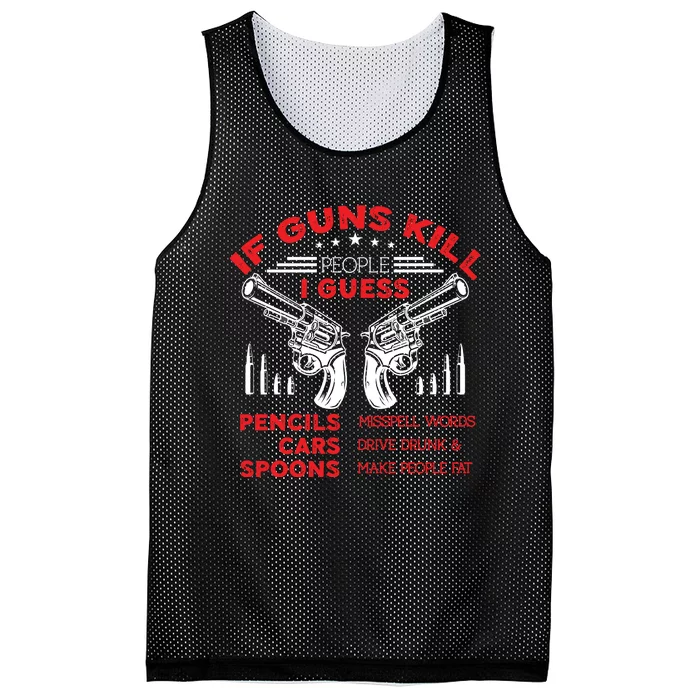 If Guns Kill People Crossed Pistols Mesh Reversible Basketball Jersey Tank