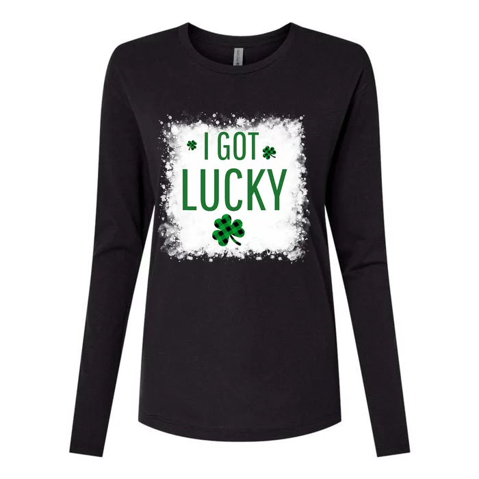 I Got Lucky I Got Pregnant Pregnancy Announcement Couple Womens Cotton Relaxed Long Sleeve T-Shirt