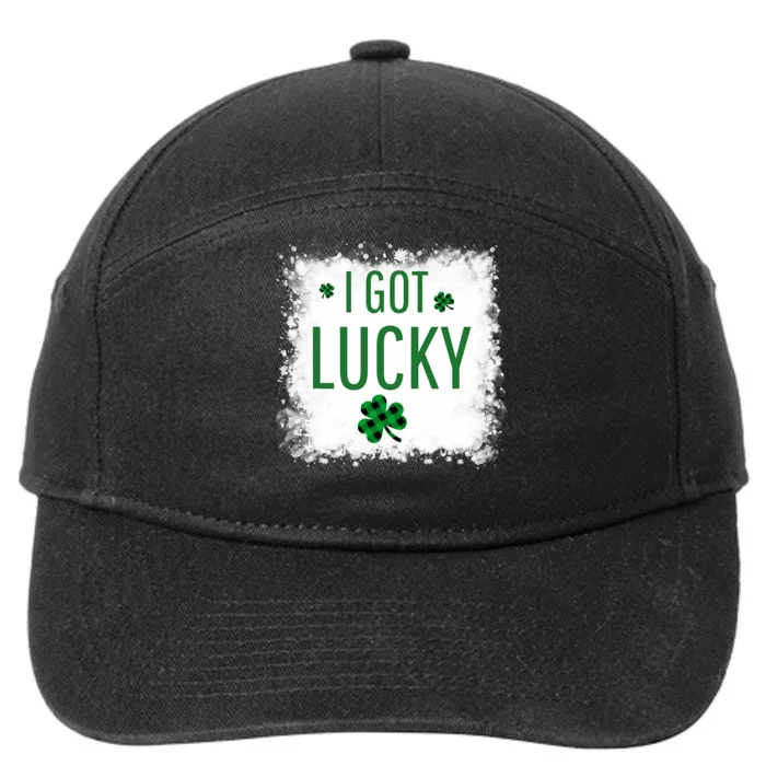 I Got Lucky I Got Pregnant Pregnancy Announcement Couple 7-Panel Snapback Hat