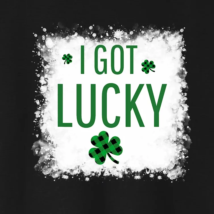 I Got Lucky I Got Pregnant Pregnancy Announcement Couple Women's Crop Top Tee