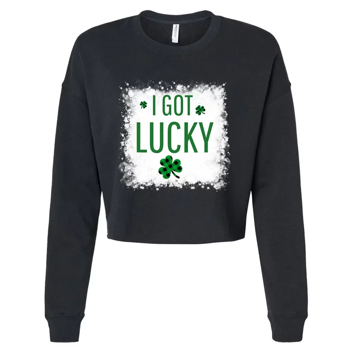 I Got Lucky I Got Pregnant Pregnancy Announcement Couple Cropped Pullover Crew