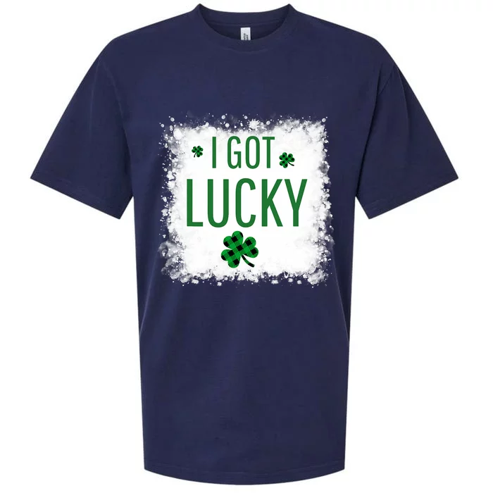 I Got Lucky I Got Pregnant Pregnancy Announcement Couple Sueded Cloud Jersey T-Shirt