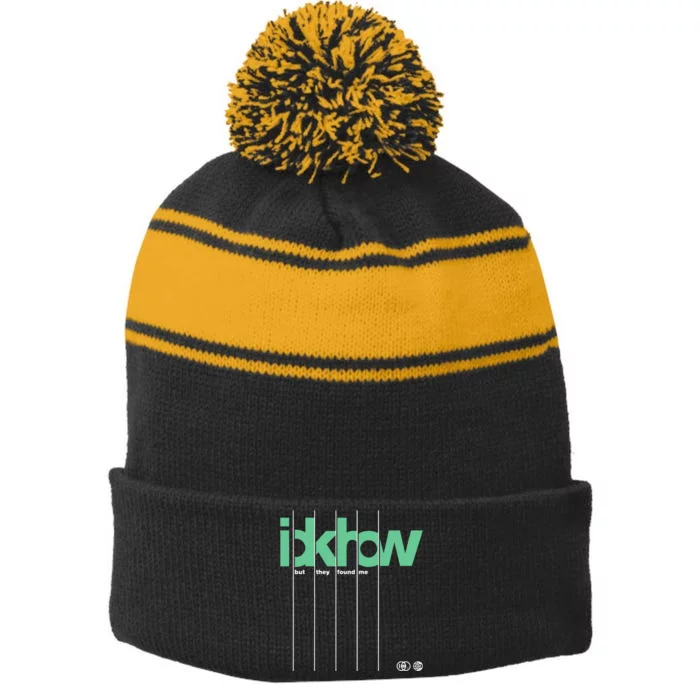 Idkhow – Green Logo Stripe Pom Pom Beanie