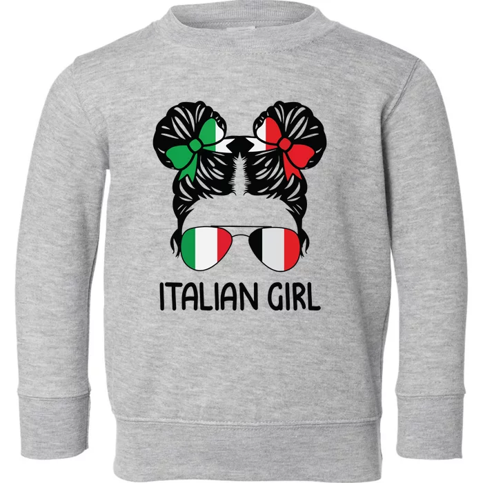 Italian Girl Messy Hair Italy Pride Patriotic Womens Kids Toddler Sweatshirt