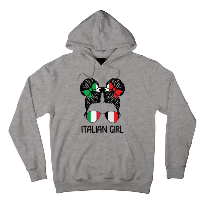 Italian Girl Messy Hair Italy Pride Patriotic Womens Kids Tall Hoodie