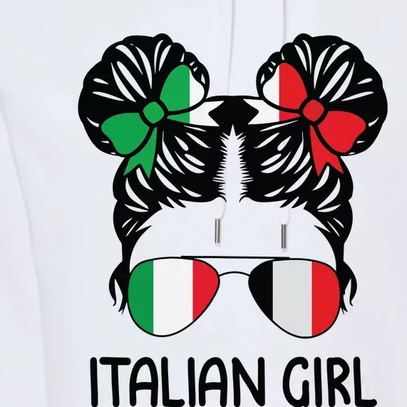 Italian Girl Messy Hair Italy Pride Patriotic Womens Kids Premium Hoodie