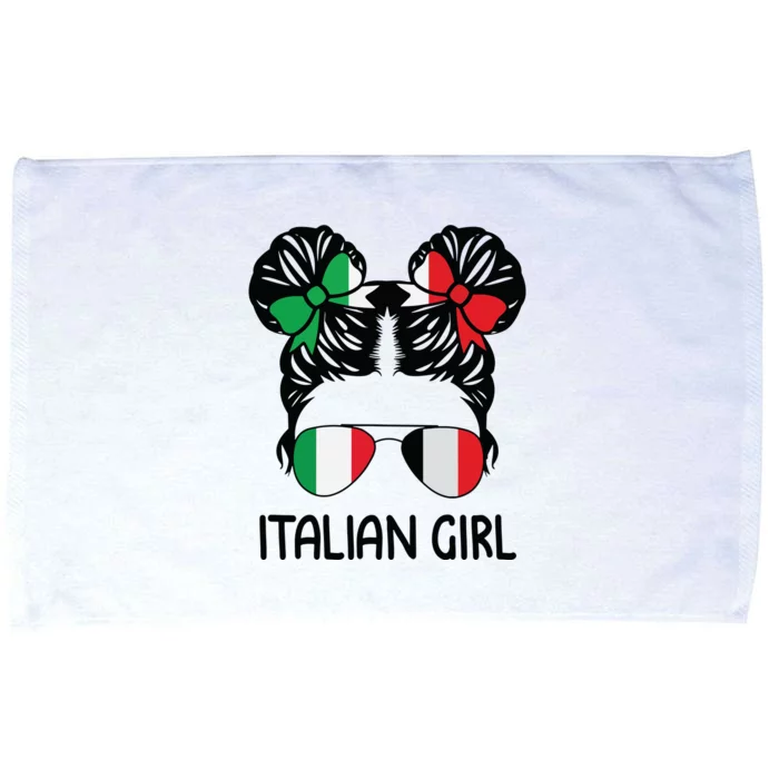 Italian Girl Messy Hair Italy Pride Patriotic Womens Kids Microfiber Hand Towel