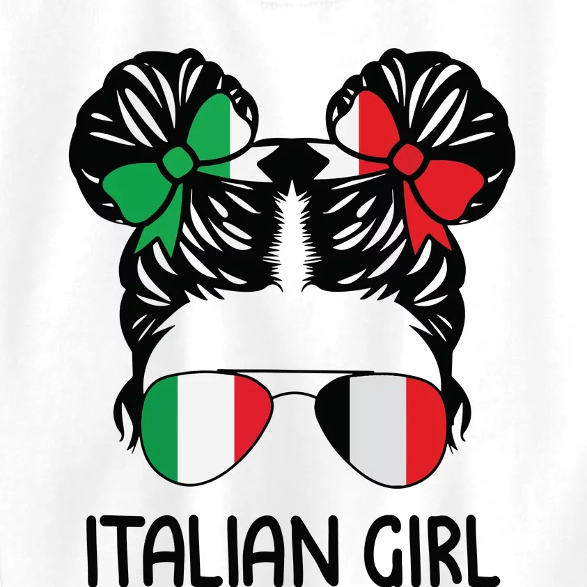 Italian Girl Messy Hair Italy Pride Patriotic Womens Kids Kids Sweatshirt