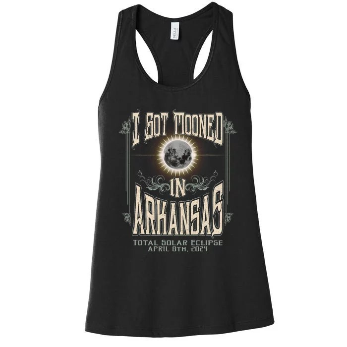 I Got Mooned In Arkansas Total Solar Eclipse 2024 Women's Racerback Tank