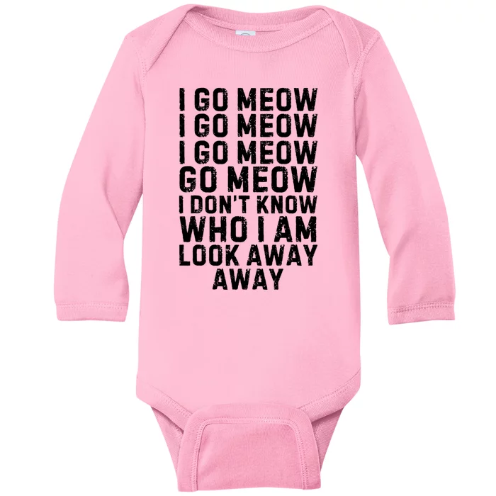 I Go Meow Funny Singing Cat Meme Baby Long Sleeve Bodysuit