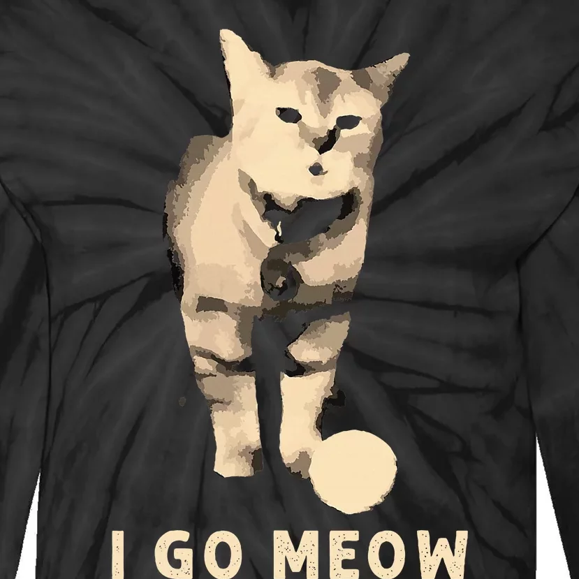 I Go Meow Cute Singing Cat Meme Tie-Dye Long Sleeve Shirt