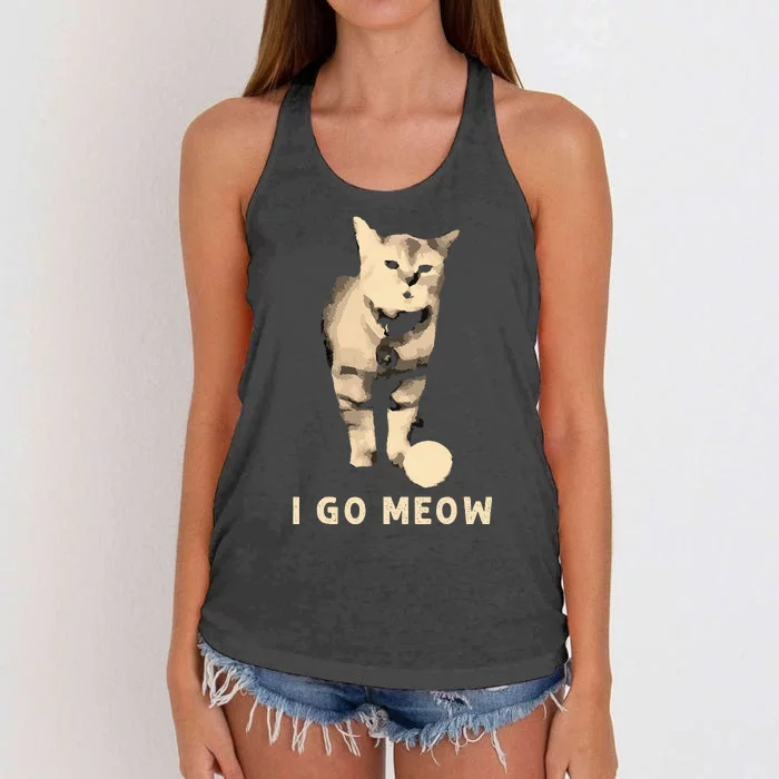 I Go Meow Cute Singing Cat Meme Women's Knotted Racerback Tank