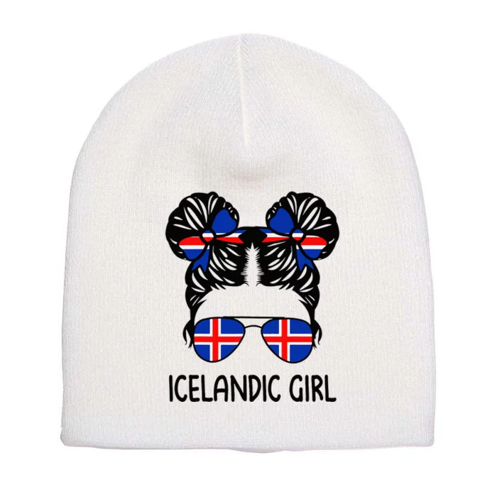 Icelandic Girl Messy Hair Iceland Pride Patriotic Women Short Acrylic Beanie