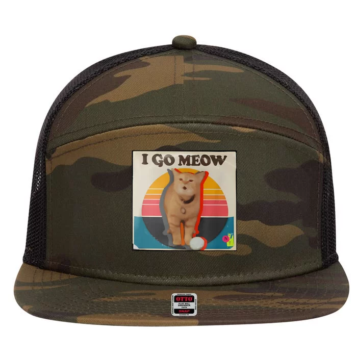 I Go Meow Cat Kitten 7 Panel Mesh Trucker Snapback Hat