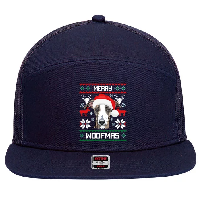 Italian Greyhound Merry Woofmas Christmas Meaningful Gift 7 Panel Mesh Trucker Snapback Hat